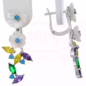 Сережки срібні з Цирконом та Перламутром