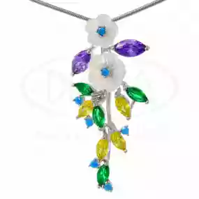 Підвіска срібна з Цирконом та Перламутром