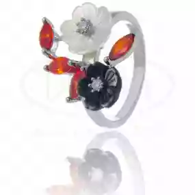 Каблучка срібна з Цирконом та Перламутром