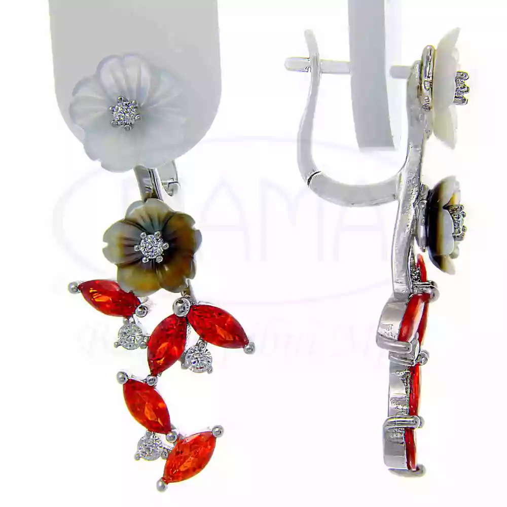 Сережки срібні з Цирконом та Перламутром фото 1