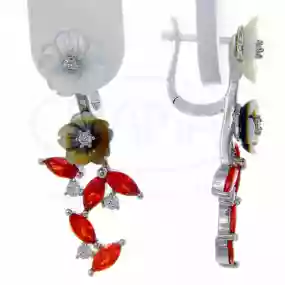 Сережки срібні з Цирконом та Перламутром