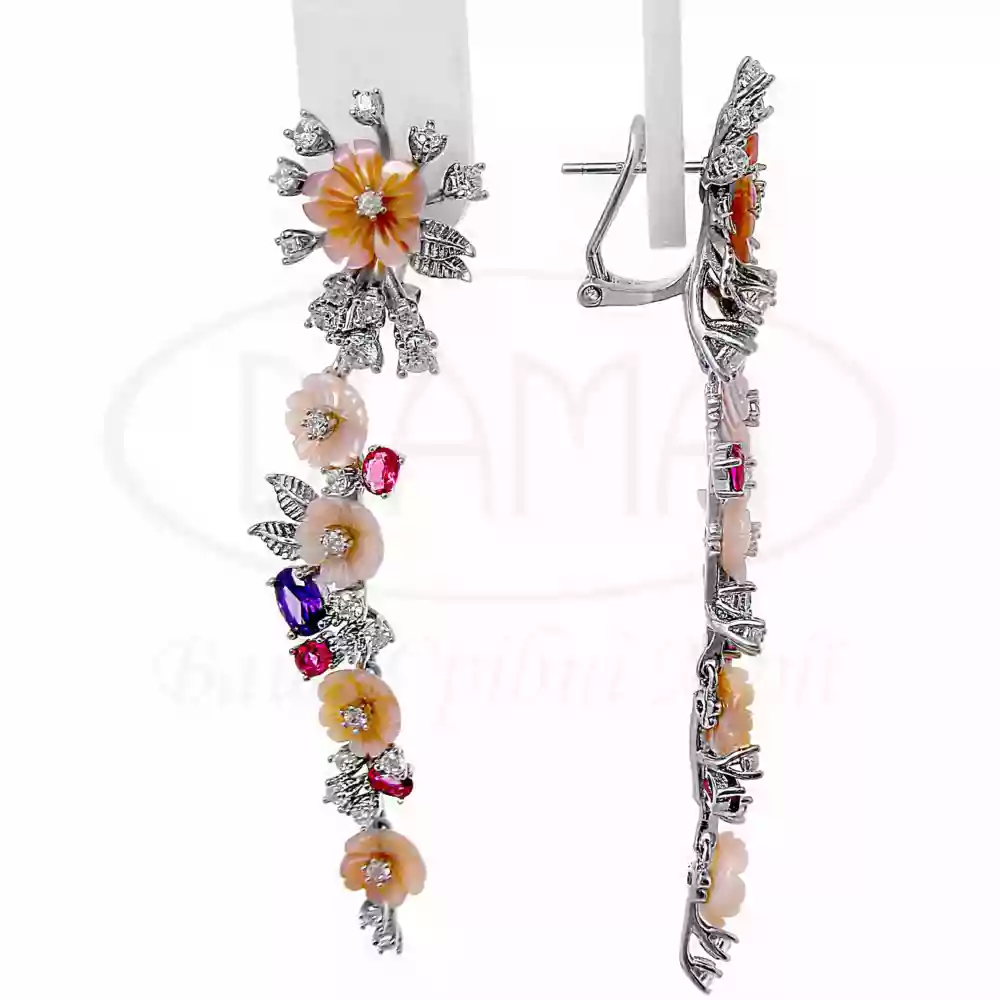 Сережки срібні з Перламутром та Цирконом фото 1