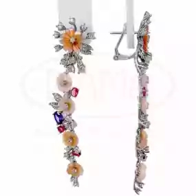 Сережки срібні з Перламутром та Цирконом