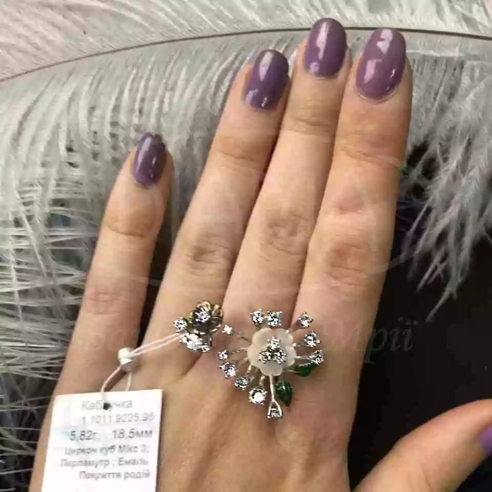 Срібна каблучка з перламутром фото 2