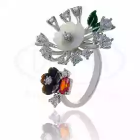 Каблучка срібна з Перламутром та Цирконом