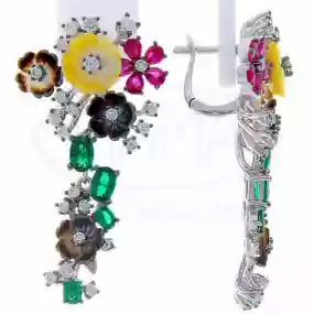 Сережки срібні з Перламутром та Цирконом