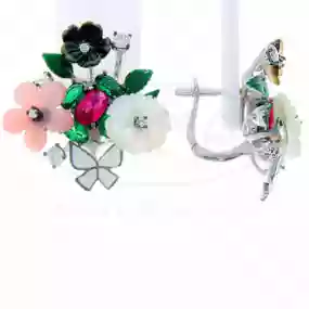 Срібні сережки з Перламутром та Цирконом