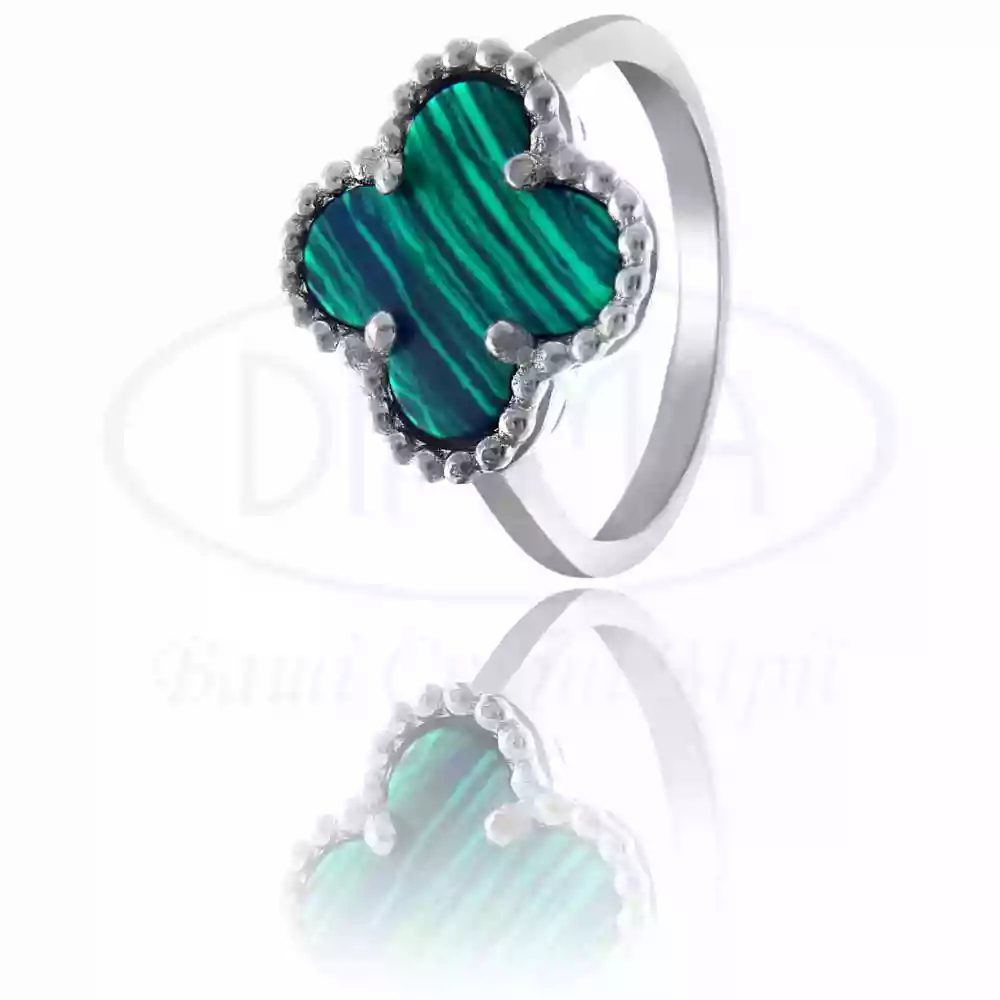 Каблучка срібна з малахітом фото 1