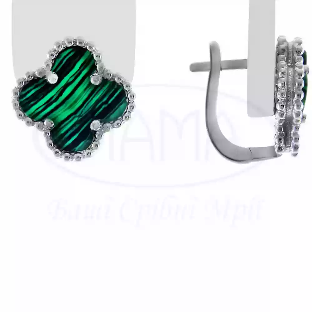 Срібні сережки з малахітом фото 1