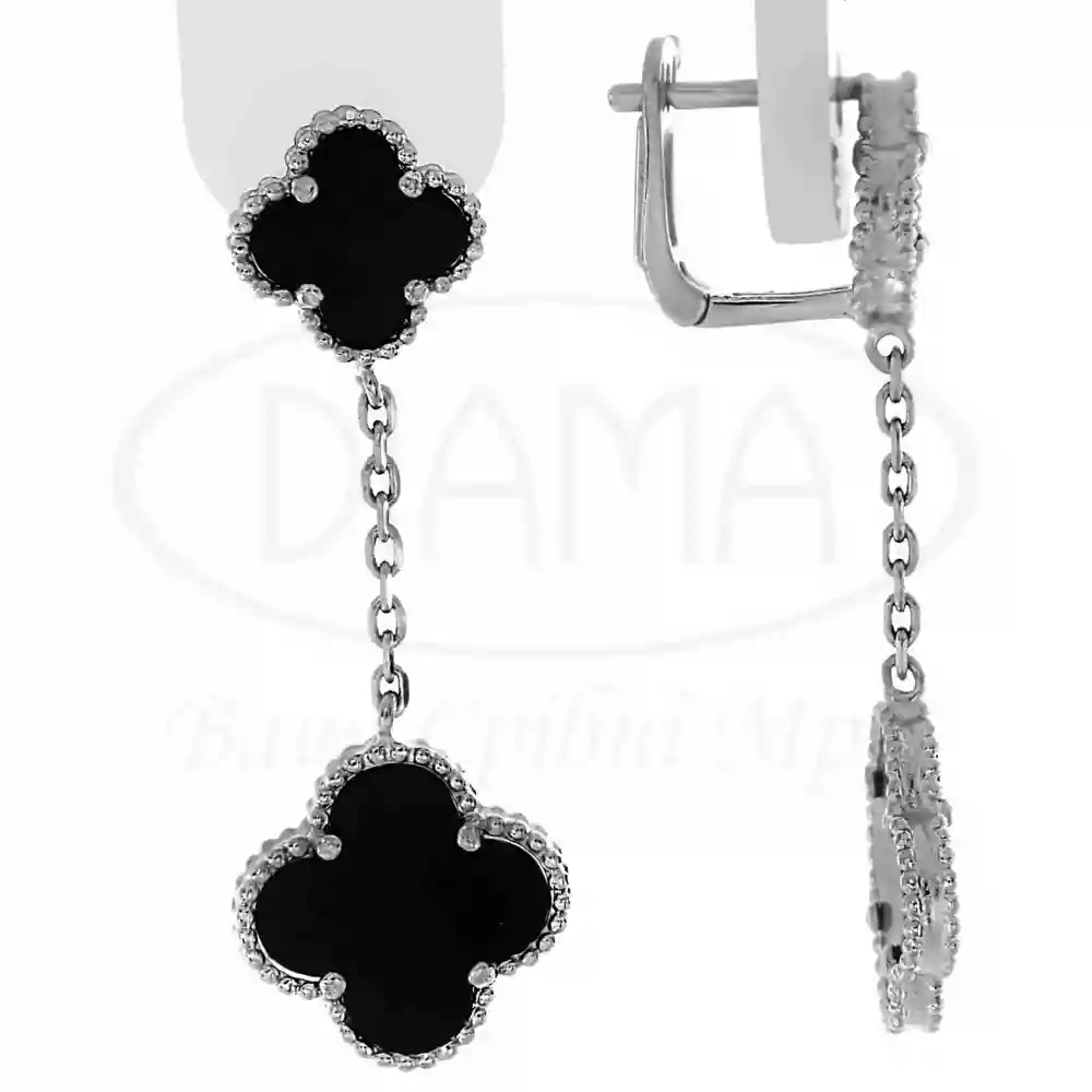 Срібні сережки з Оніксом фото 1