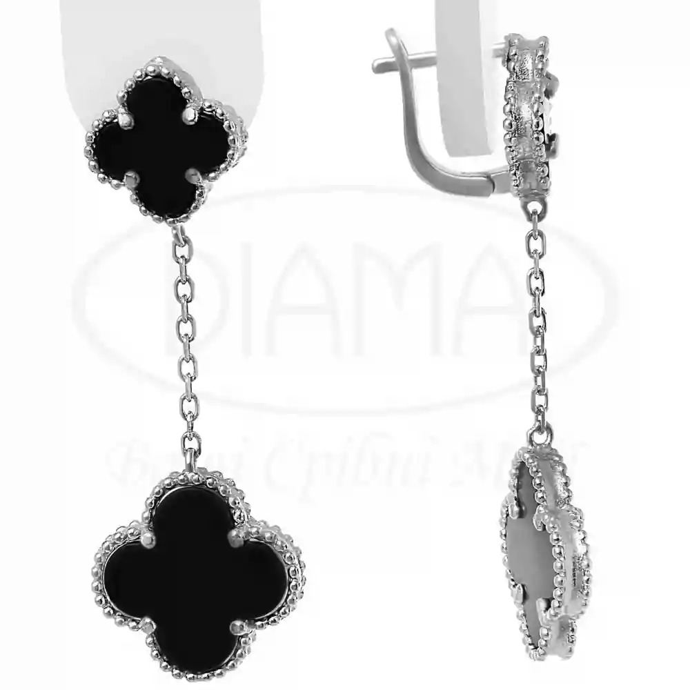 Срібні сережки з Оніксом фото 2