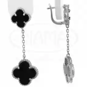 Срібні сережки з Оніксом