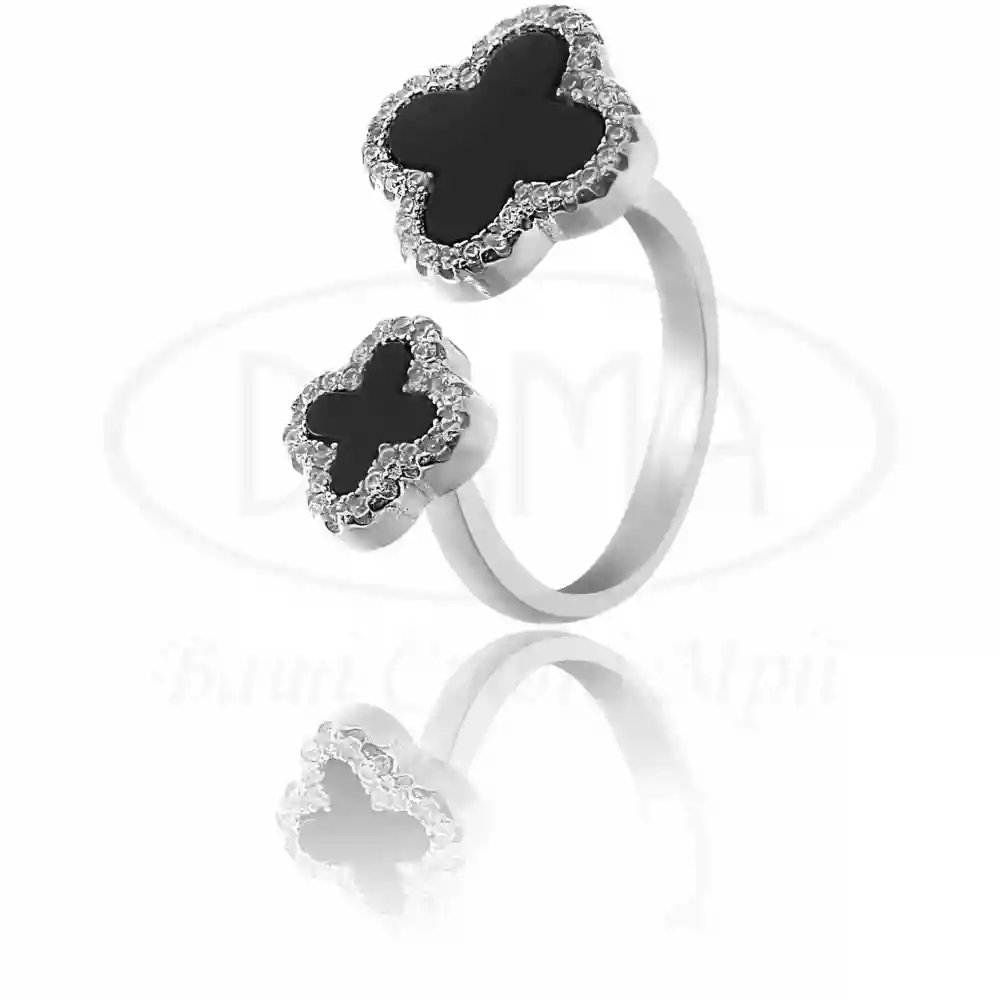 Каблучка срібна з Оніксом та цирконом фото 1