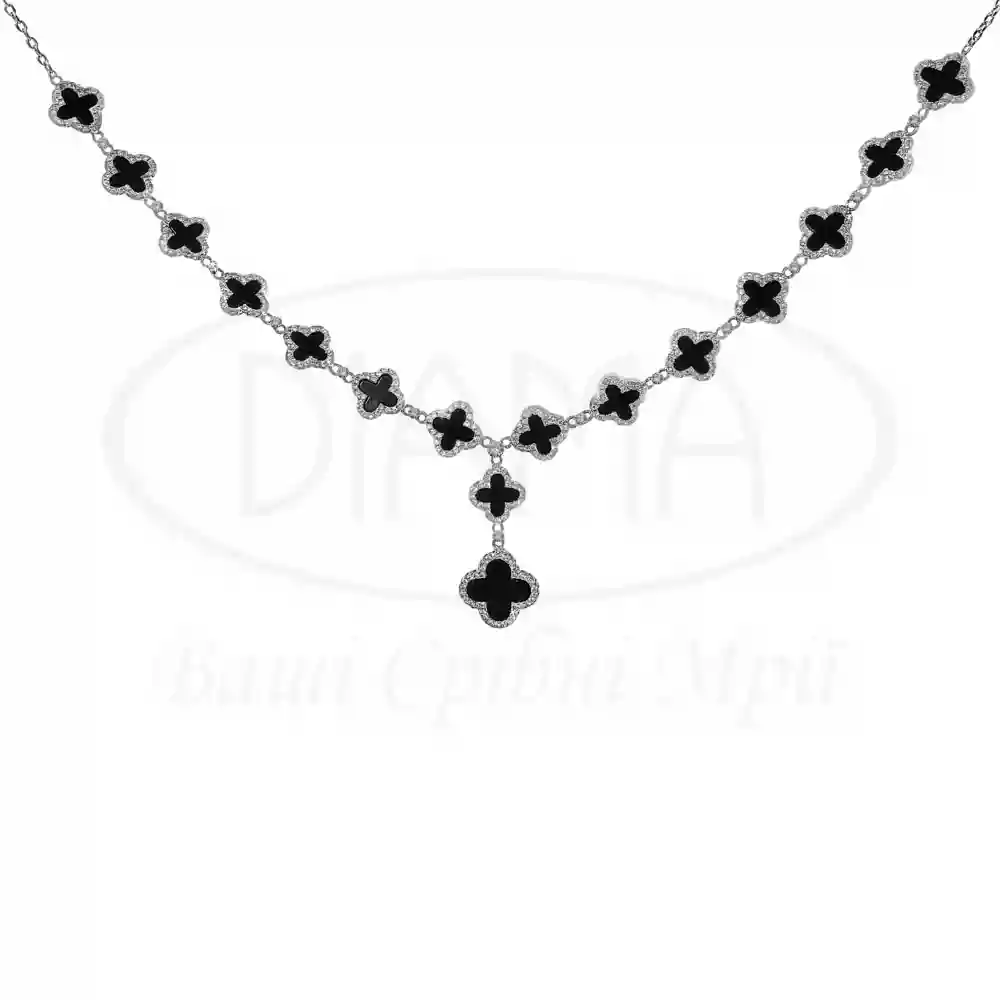 Кольє срібне з Оніксом та цирконом фото 1