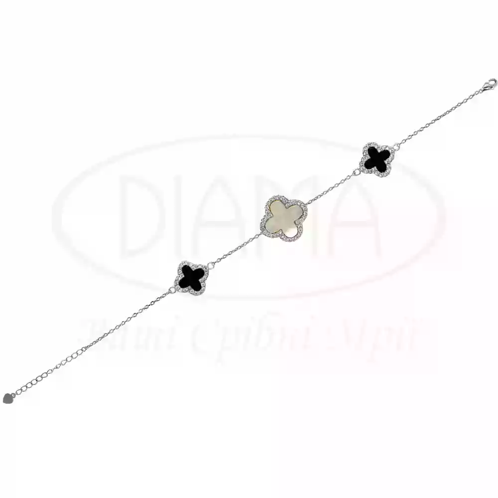 Срібний браслет з Перламутром та Оніксом фото 1