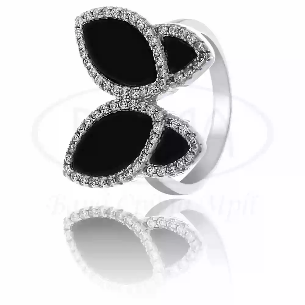 Каблучка срібна "Метелик" з Оніксом фото 1