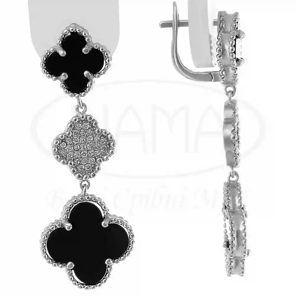 Сережки срібні з Оніксом фото 1