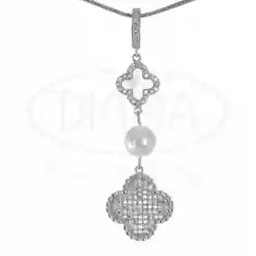Срібна підвіска з білим Перламутром та Перлиною