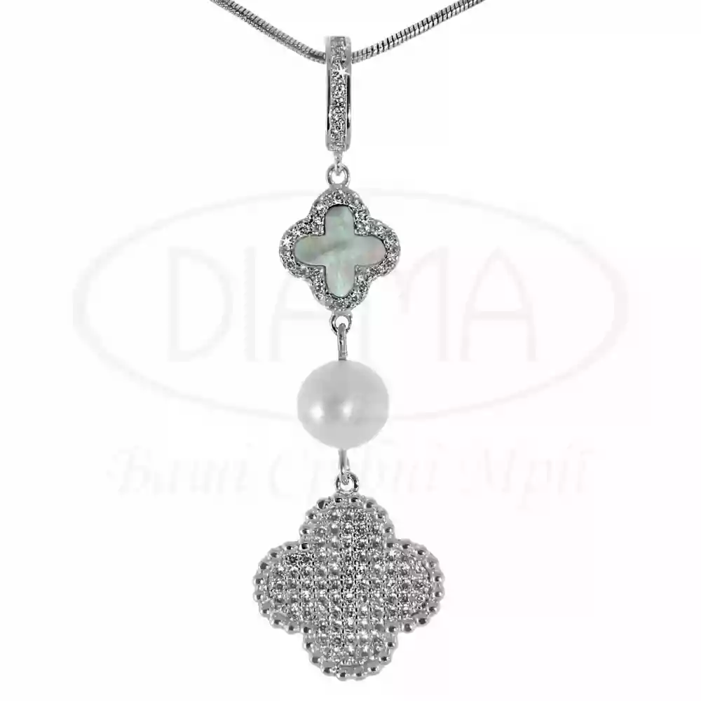 Срібна підвіска з чорним Перламутром та Перлиною фото 1