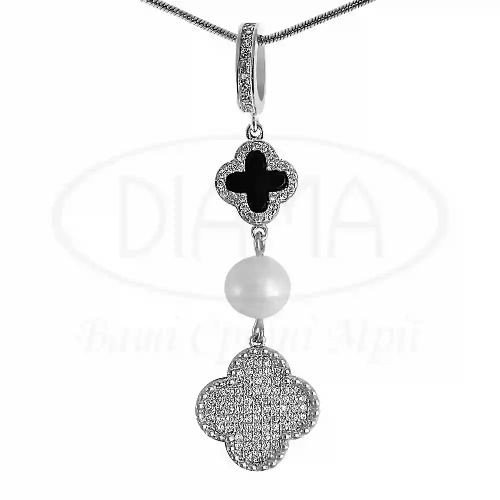 Підвіс срібний з Оніксом та Перлиною фото 1