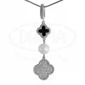 Підвіс срібний з Оніксом та Перлиною