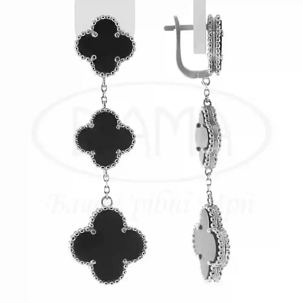 Сережки срібні з Оніксом фото 1