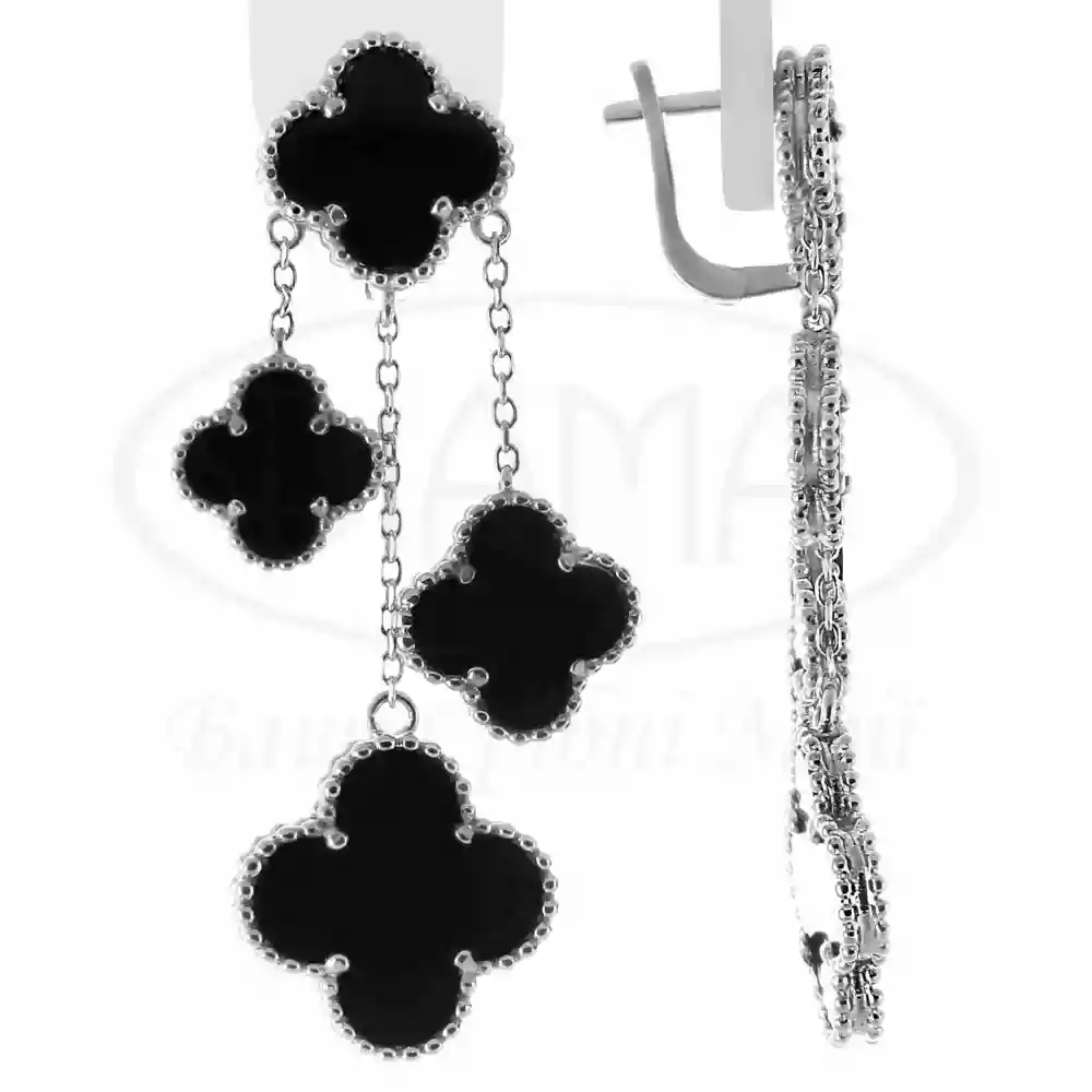 Сережки срібні з Оніксом фото 1