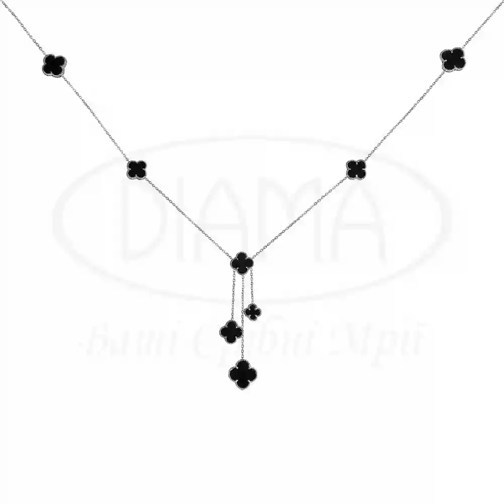 Срібне кольє з Оніксом "Конюшина" фото 1