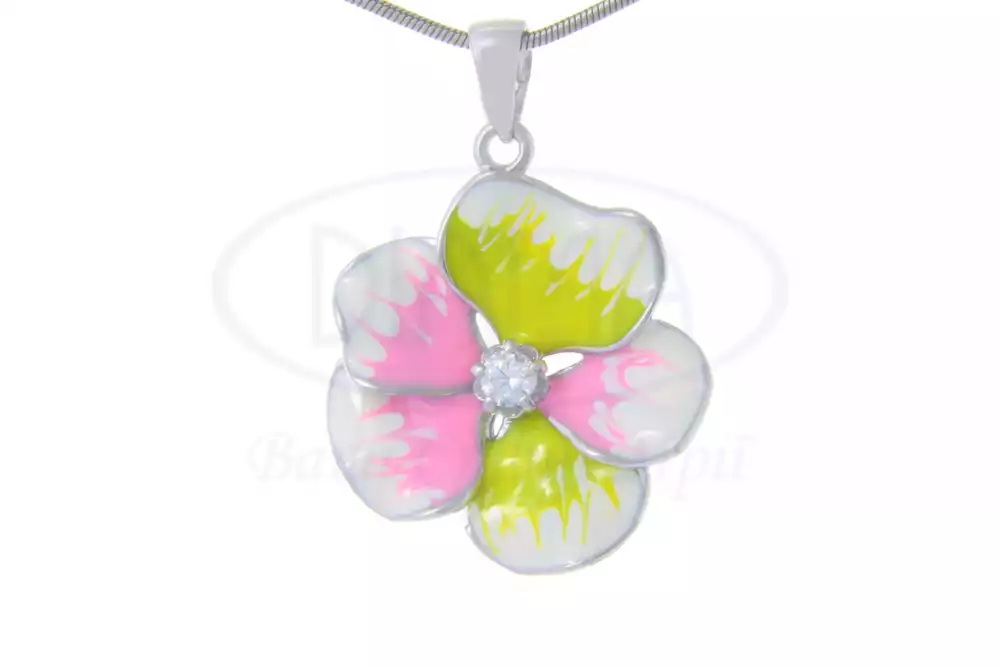 Підвіска срібна з емаллю та цирконом фото 1