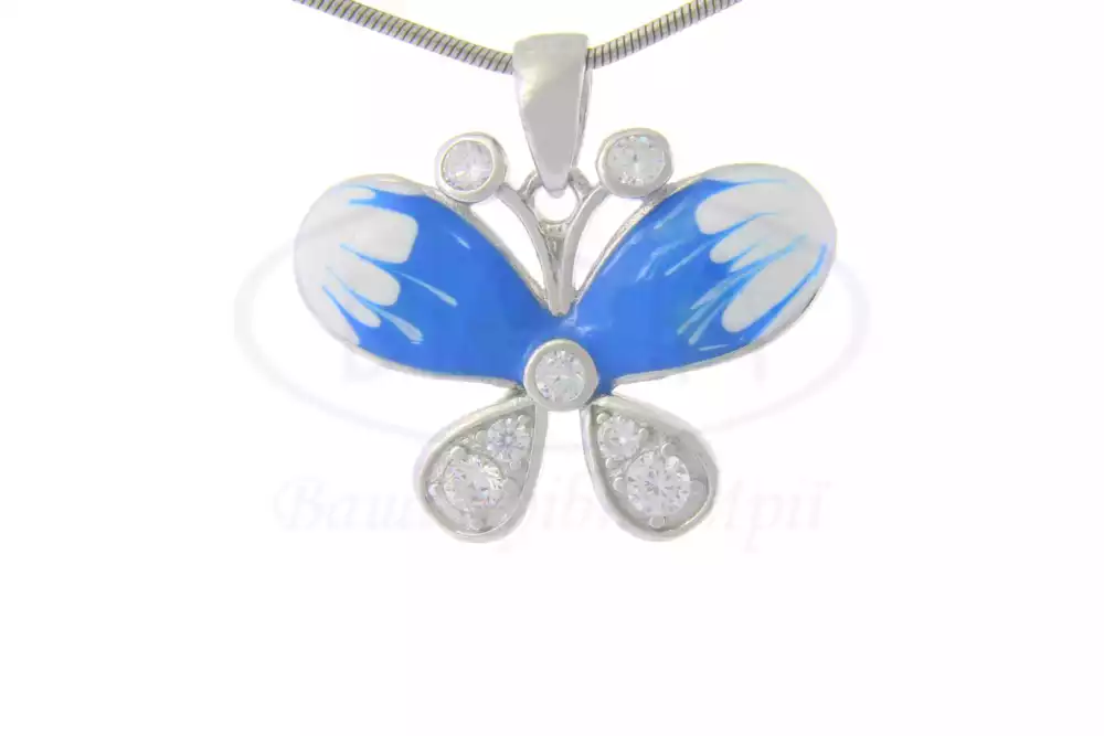Підвіска срібна з емаллю та цирконом фото 1