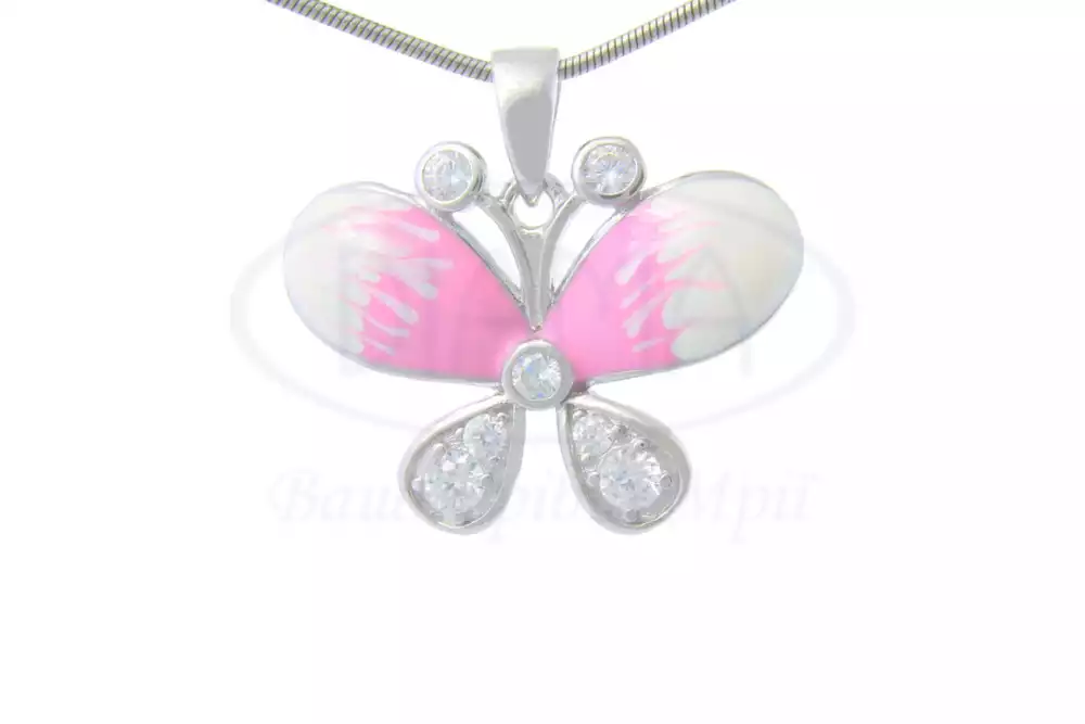 Підвіска срібна з емаллю та цирконом фото 1