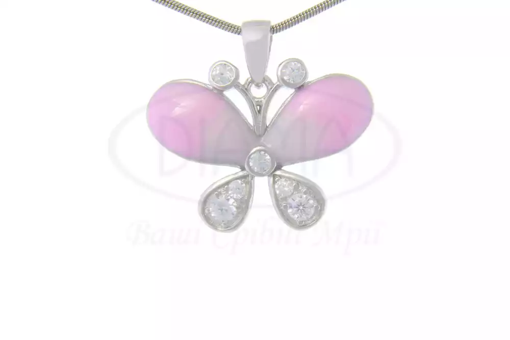 Підвіска срібна з емаллю та цирконом фото 1