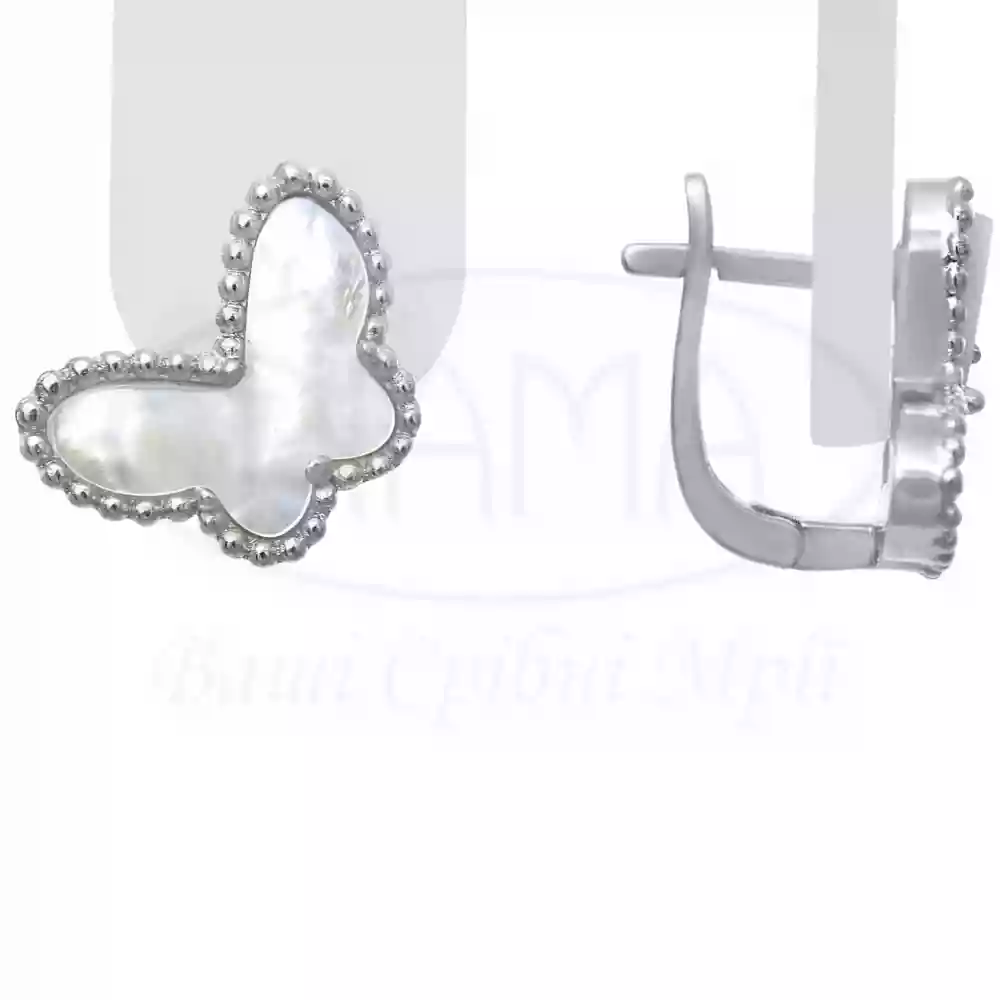 Срібні сережки з перламутром фото 1