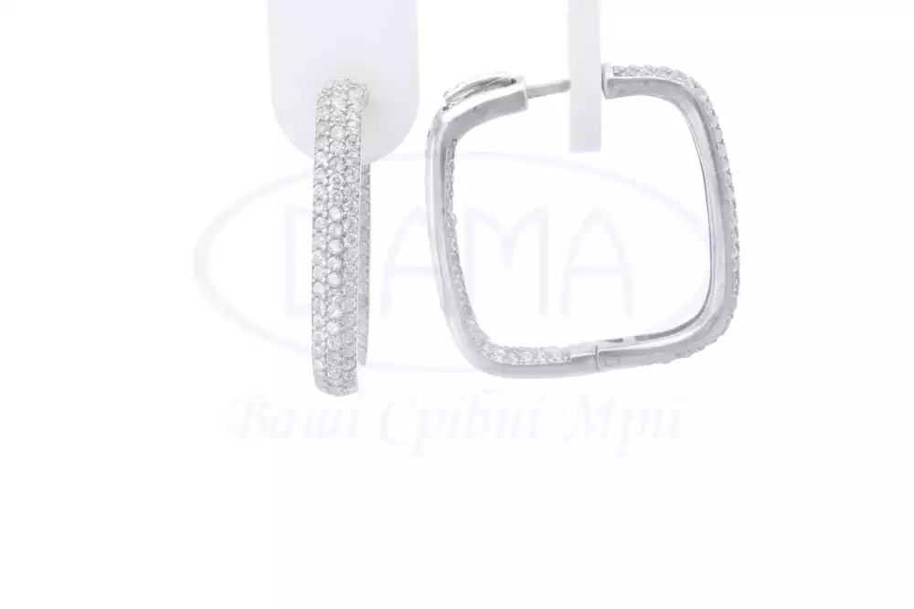 Срібні сережки "Конго" з Цирконом фото 1