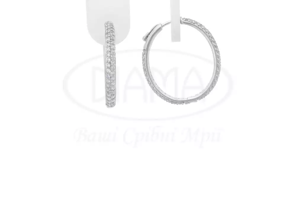 Срібні сережки "Конго" з Цирконом фото 1