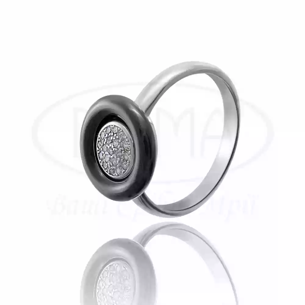 Срібна каблучка з Керамікою та Цирконом фото 1