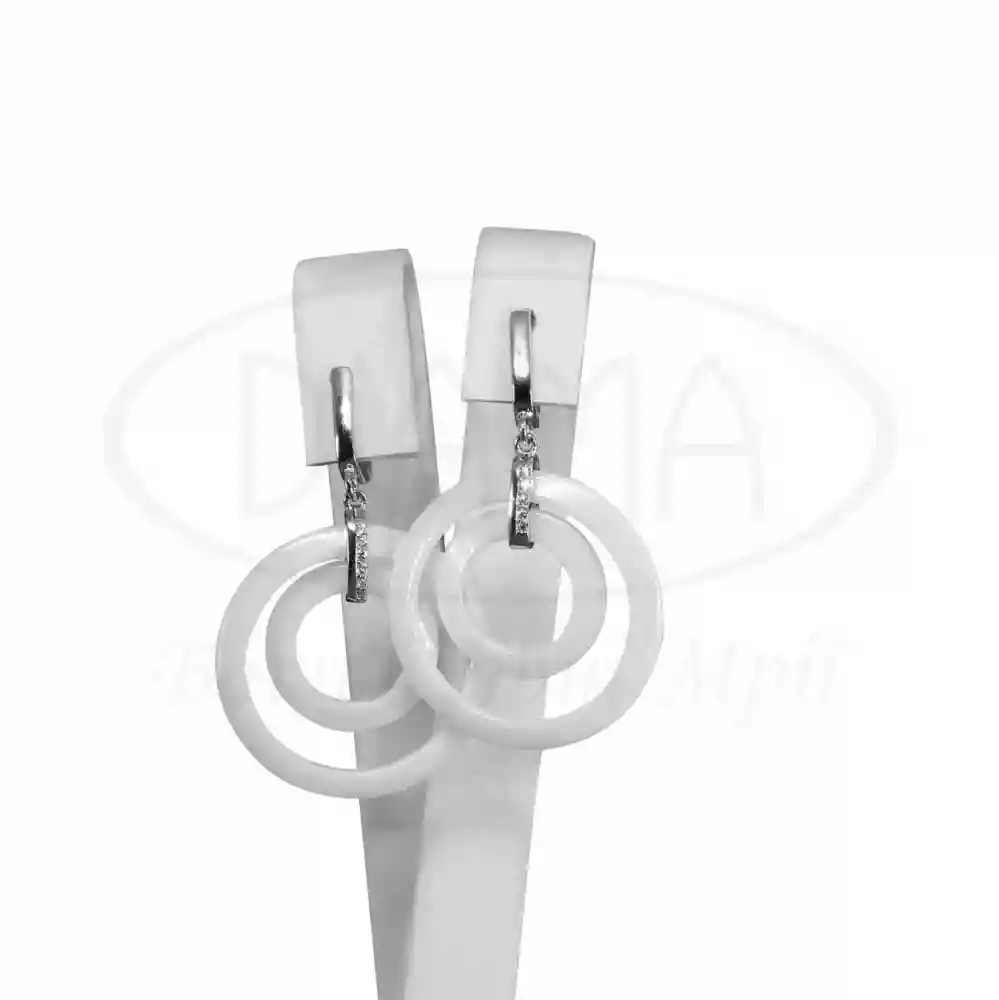 Срібні керамічні сережки фото 1