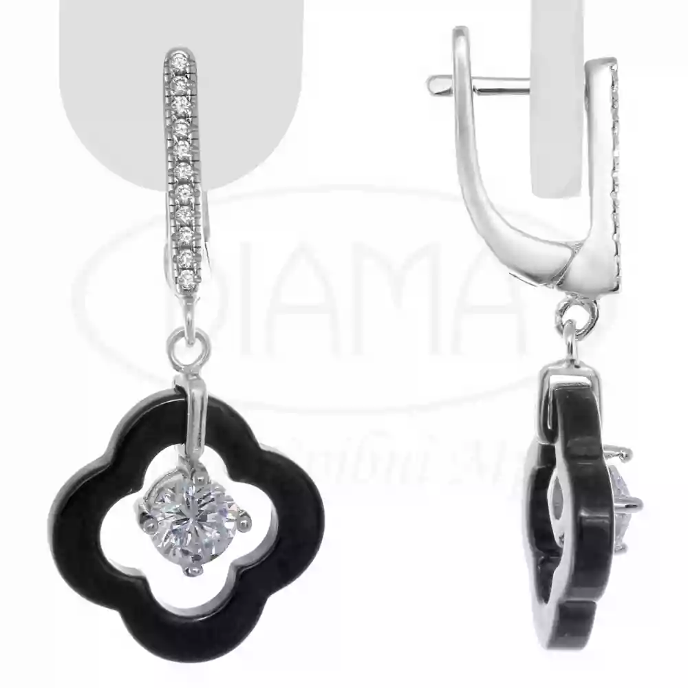 Срібні сережки з Керамікою та Цирконом фото 1