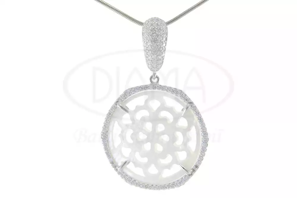 Підвіска срібна з Перламутром та Цирконом фото 1