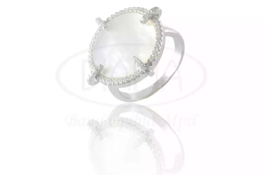 Каблучка срібна з Перламутром та Цирконом фото 1