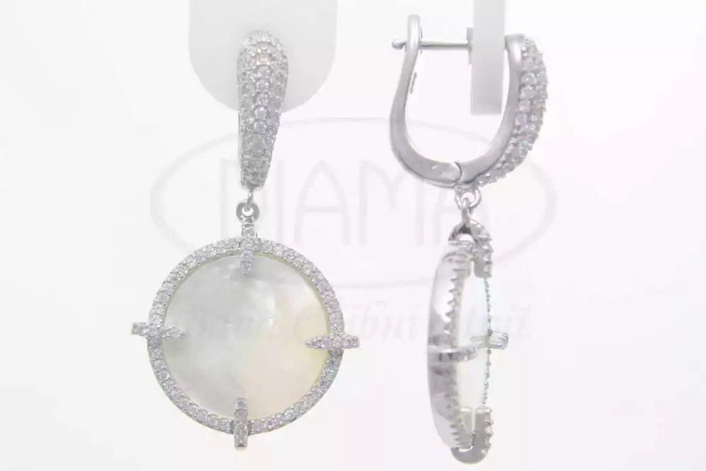 Сережки срібні з Перламутром та Цирконом фото 1