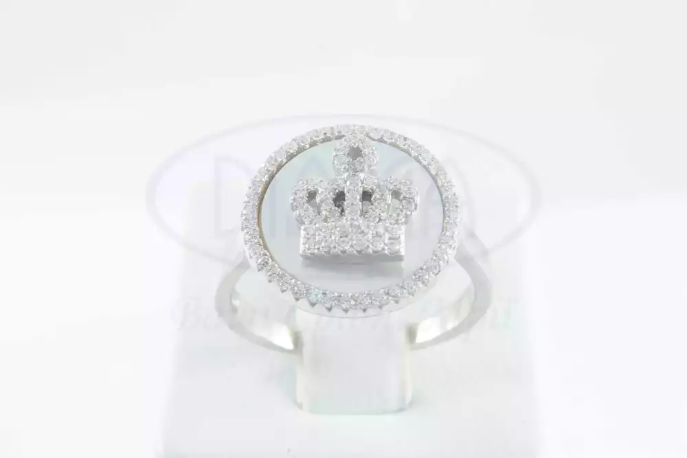 Каблучка срібна з Перламутром та Цирконом фото 1