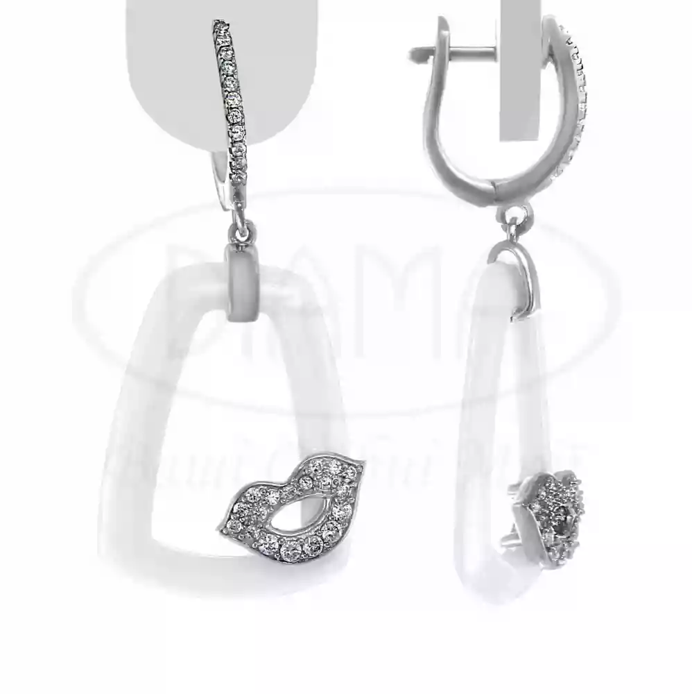 Срібні сережки з Керамікою та Цирконом фото 1