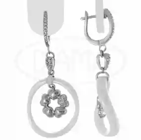 Срібні сережки з Керамікою та Цирконом