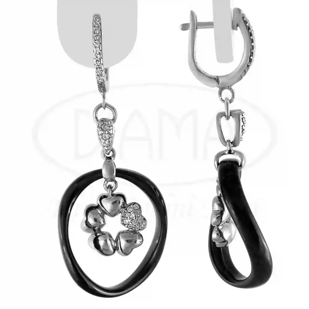 Срібні сережки з Керамікою та Цирконом фото 1