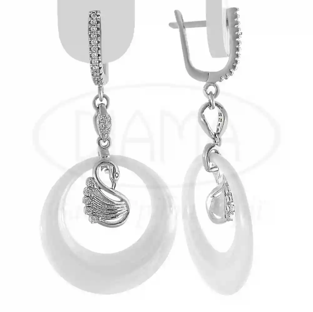 Срібні сережки з Керамікою та Цирконом фото 1