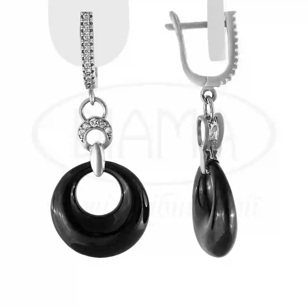 Срібні сережки з Керамікою та Цирконом фото 1