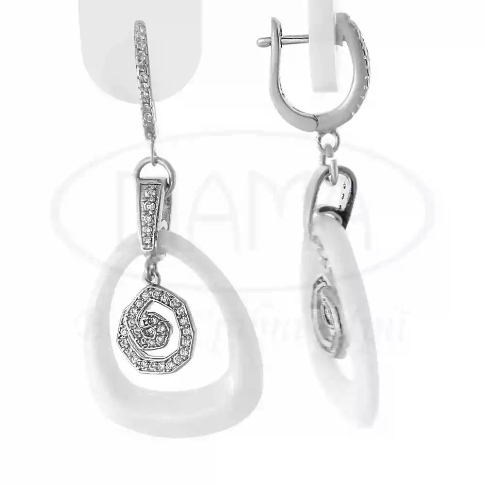 Сережки срібні з Керамікою та Цирконом фото 1