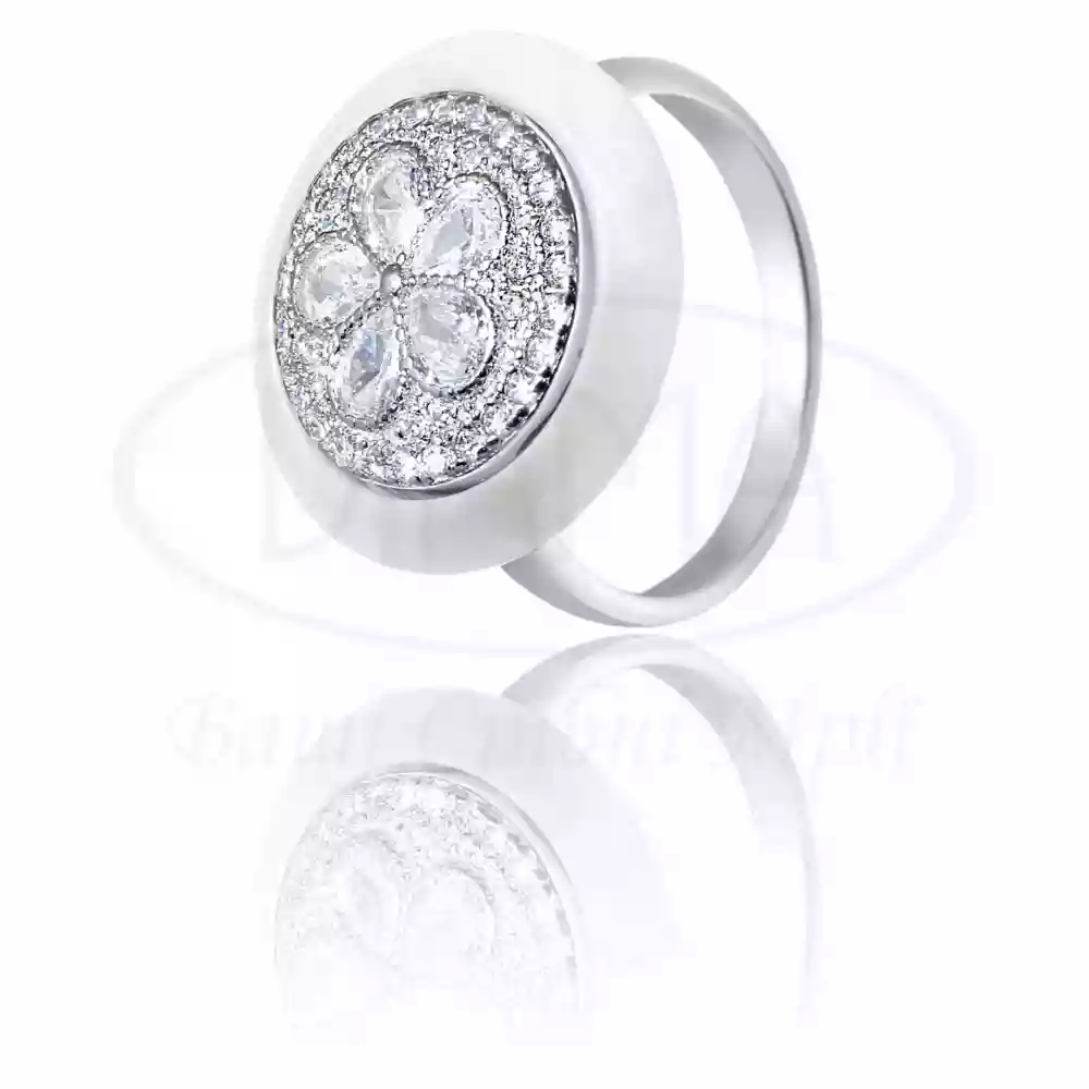 Срібна каблучка з Керамікою та Цирконом фото 1