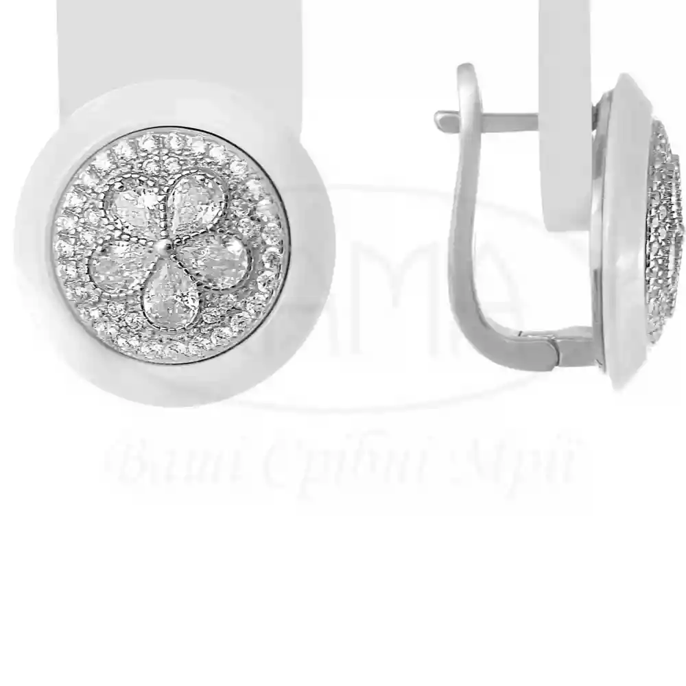 Срібні сережки з Керамікою та Цирконом фото 1